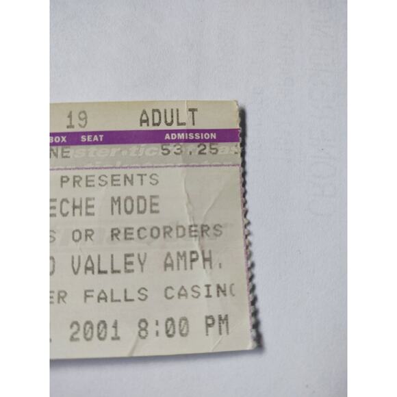 Depeche Mode Concert Ticket Stub 2001 Sacramento Valley Amphitheatre - Picture 5 of 6